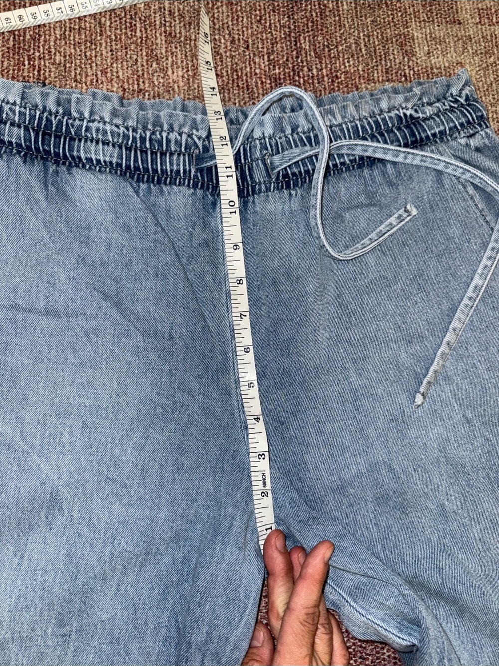 Kensie Jeans drawstring high rise wide leg light wash denim pants size medium - Picture 6 of 9